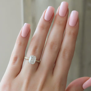 The Caroline Set With A 1 Carat E. Cushion 14K Yellow Gold Lab Diamond