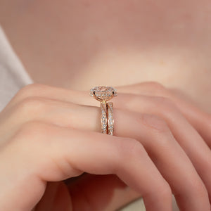 The Caroline Set  With A 2 Carat Oval 14K Rose Gold Moissanite