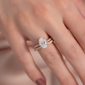 The Caroline Set  With A 2 Carat Oval 14K Rose Gold Moissanite