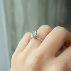 The Caroline Set  With A 2 Carat Oval 14K White Gold Moissanite