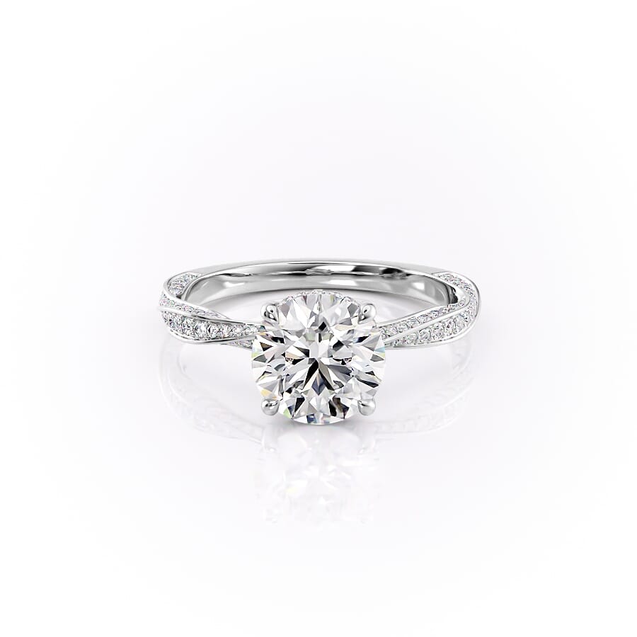 The Caroline Set  With A 2 Carat Round 18K White Gold Moissanite