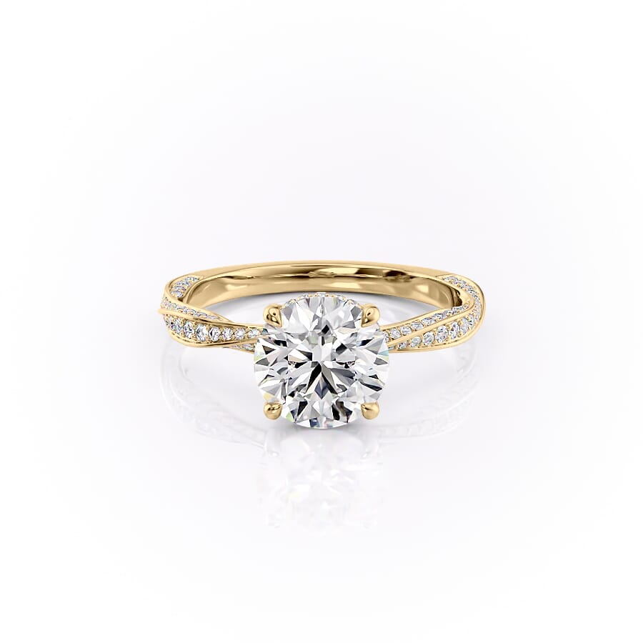 The Caroline Set  With A 2.5 Carat Round 18K Yellow Gold Moissanite