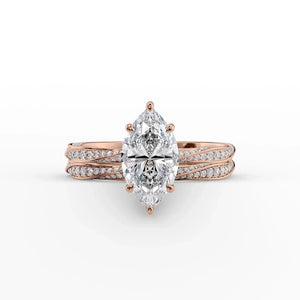 The Caroline Set With A 1.5 Carat Marquise 14K Rose Gold Lab Diamond