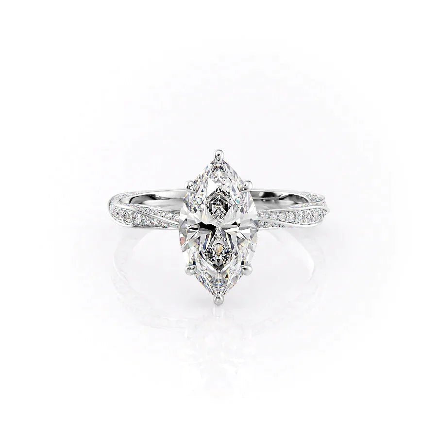 The Caroline Set With A 2 Carat Round 14K White Gold Lab Diamond