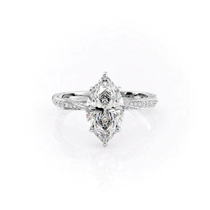 The Caroline Set With A 1.5 Carat Round 14K White Gold Lab Diamond