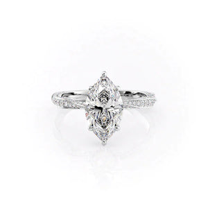 The Caroline Set With A 2.5 Carat Marquise 18K White Gold Lab Diamond