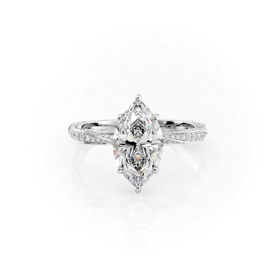 The Caroline Set With A 1 Carat Marquise 14K White Gold Lab Diamond
