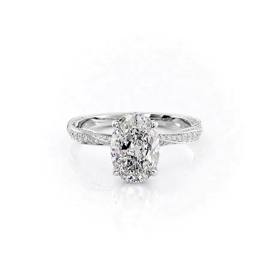 The Caroline Set With A 1 Carat Oval 18K White Gold Lab Diamond