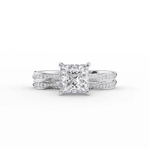 The Caroline Set  With A 4 Carat Princess 18K White Gold Moissanite