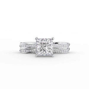 The Caroline Set  With A 1 Carat Princess 14K White Gold Moissanite