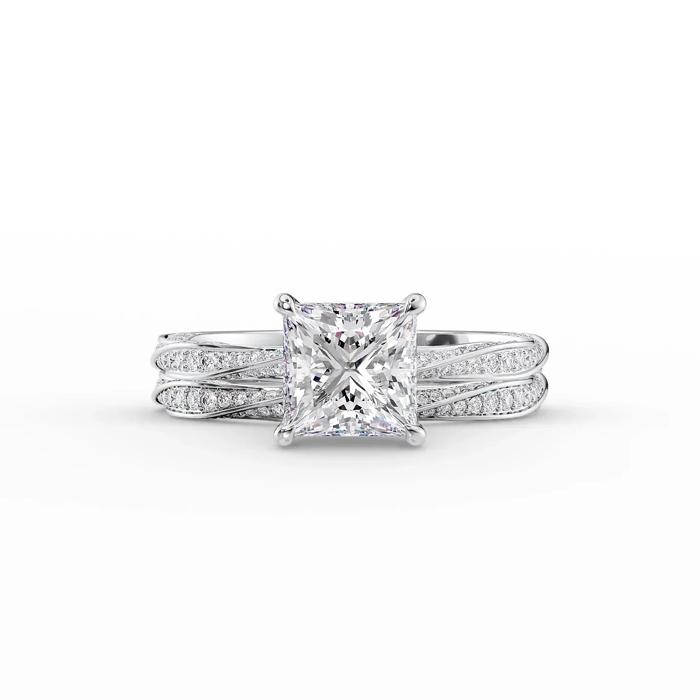 The Caroline Set  With A 1 Carat Princess 18K White Gold Moissanite