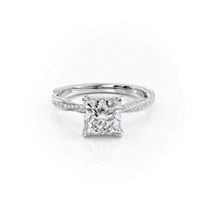 The Caroline Set  With A 1 Carat Princess 14K White Gold Moissanite