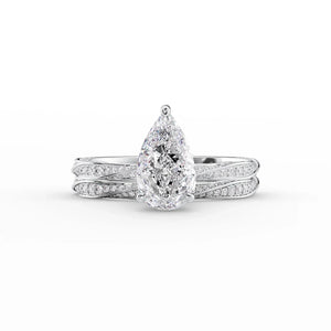 The Caroline Set  With A 5 Carat Pear 18K White Gold Moissanite