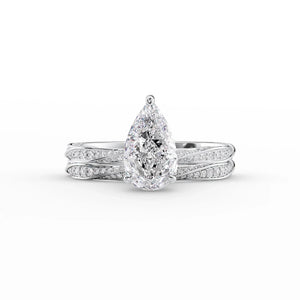 The Caroline Set  With A 1 Carat Pear 14K White Gold Moissanite