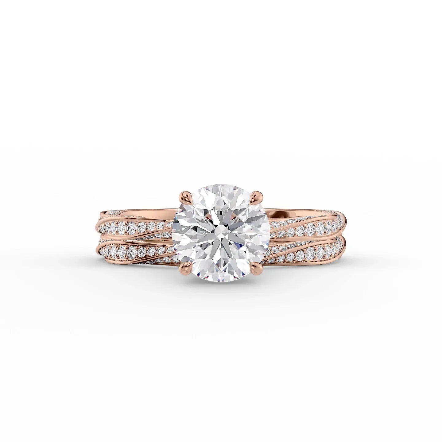The Caroline Set  With A 1 Carat Round 14K Rose Gold Moissanite