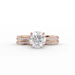 The Caroline Set With A 2.5 Carat Round 14K Rose Gold Lab Diamond