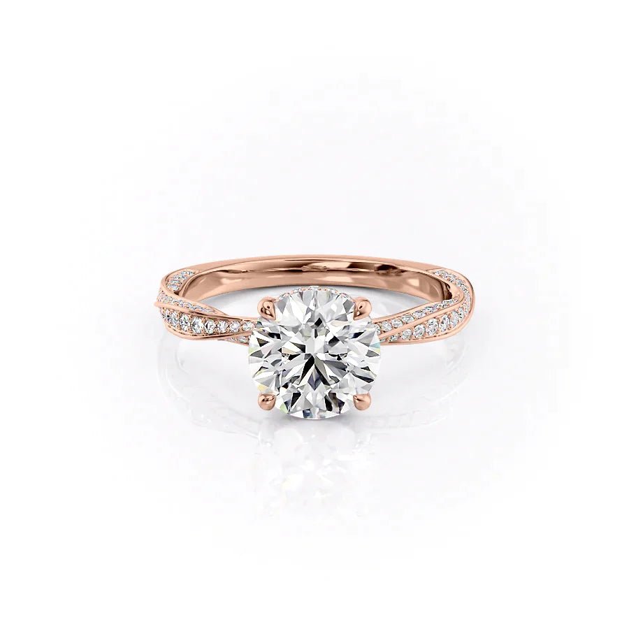 The Caroline Set  With A 1.5 Carat Round 14K Rose Gold Moissanite