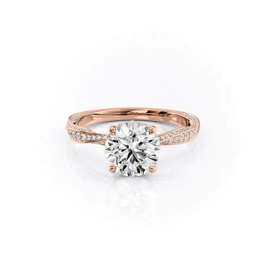 The Caroline Set  With A 1 Carat Round 14K Rose Gold Moissanite