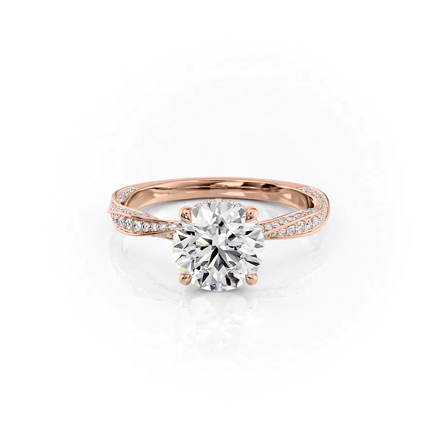 The Caroline Set  With A 4 Carat Round 14K Rose Gold Moissanite