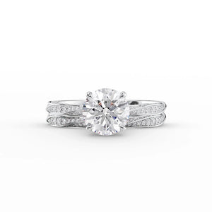 The Caroline Set  With A 1 Carat Round 14K White Gold Moissanite