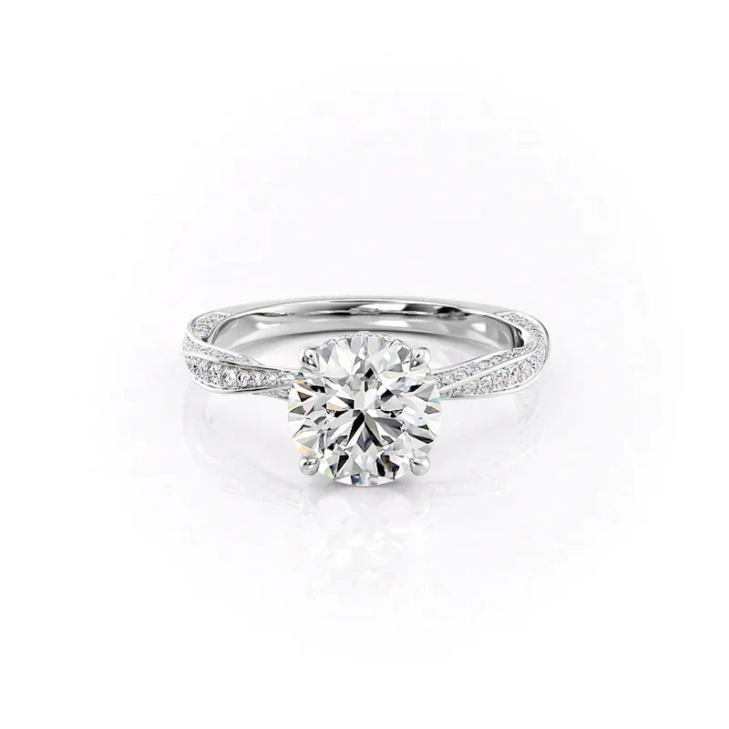 The Caroline Set  With A 3.5 Carat Round 18K White Gold Moissanite