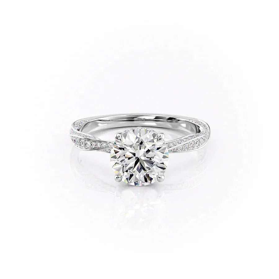 The Caroline Set  With A 1 Carat Round 18K White Gold Moissanite