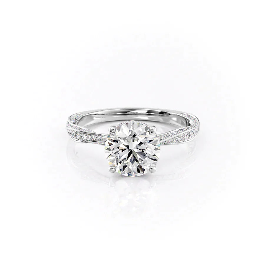 The Caroline Set With A 3 Carat Round 18K White Gold Lab Diamond