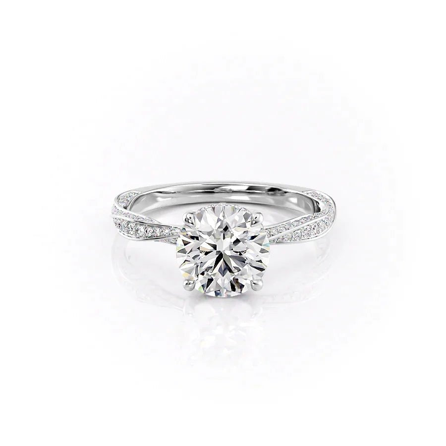 The Caroline Set  With A 2.5 Carat Round 14K White Gold Moissanite