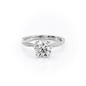 The Caroline Set  With A 3.5 Carat Round 18K White Gold Moissanite