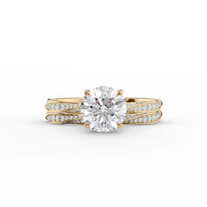 The Caroline Set  With A 1 Carat Round 14K Yellow Gold Moissanite