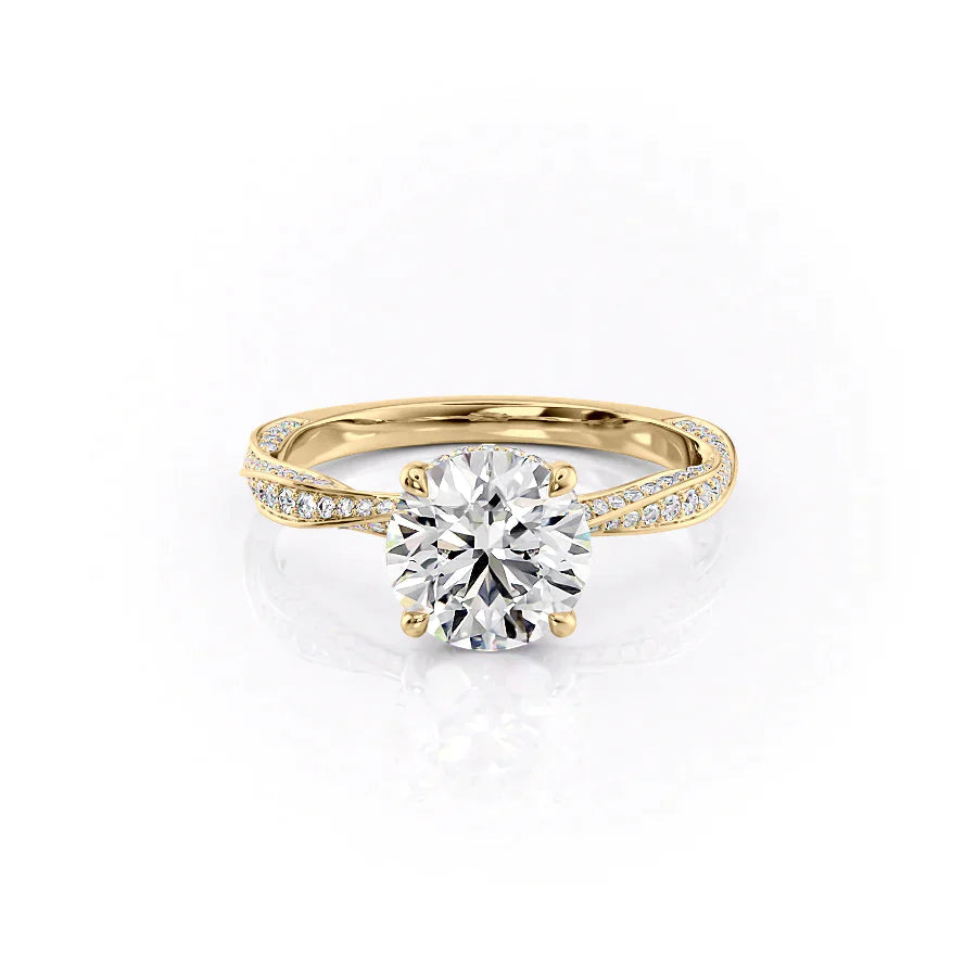 The Caroline Set  With A 1 Carat Round 18K Yellow Gold Moissanite