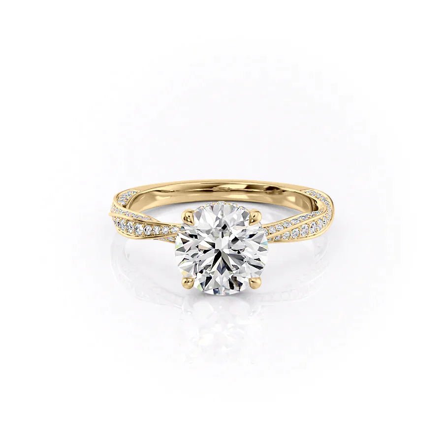 The Caroline Set  With A 1.5 Carat Round 18K Yellow Gold Moissanite