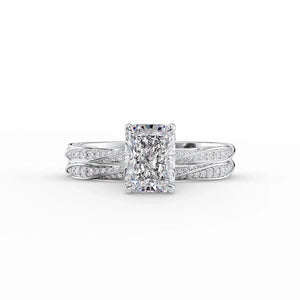 The Caroline Set  With A 2 Carat Radiant 14K White Gold Moissanite