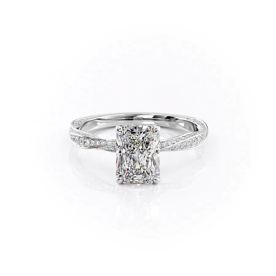 The Caroline Set  With A 1 Carat Radiant 18K White Gold Moissanite