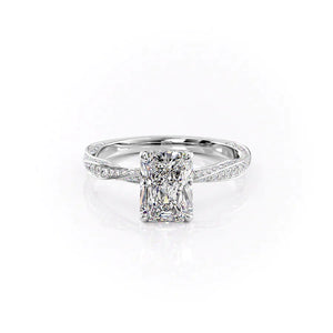 The Caroline Set  With A 1 Carat Radiant 14K White Gold Moissanite