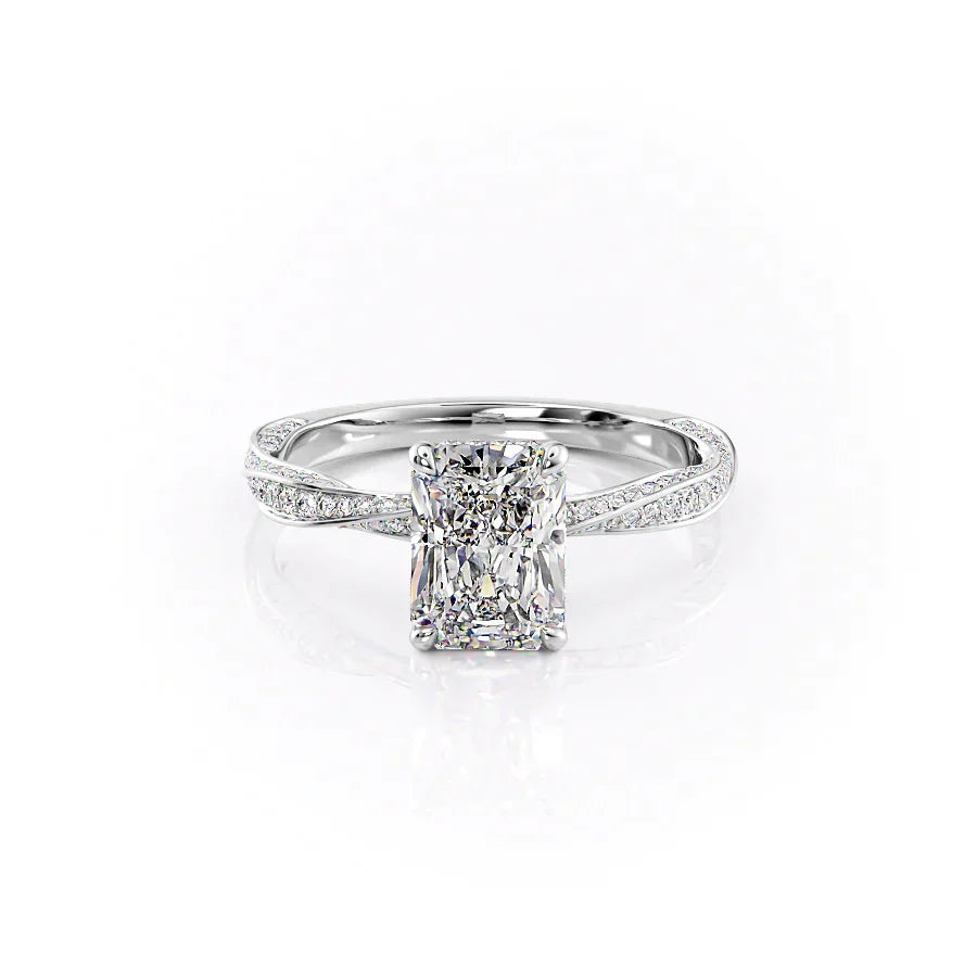 The Caroline Set With A 1 Carat Radiant 14K White Gold Lab Diamond