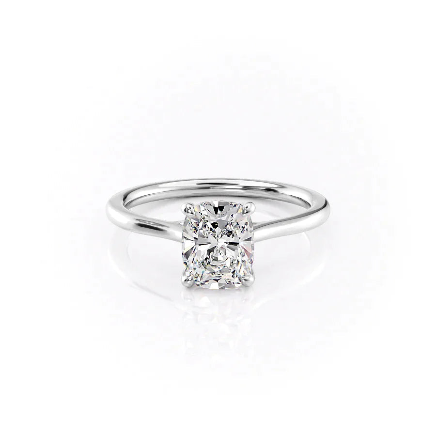 The Lexie Set With A 1.5 Carat E. Cushion 14K White Gold Lab Diamond