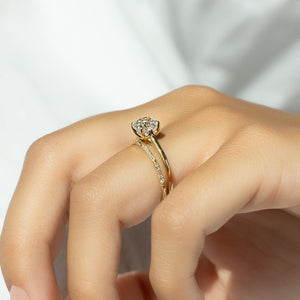 The Lexie Set  With A 2.5 Carat Cushion 18K Yellow Gold Moissanite