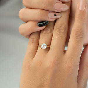 The Lexie Set  With A 2.5 Carat Cushion 18K Yellow Gold Moissanite