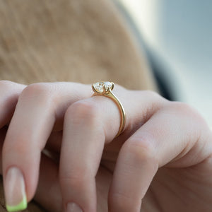 The Lexie Set  With A 2.5 Carat Cushion 18K Yellow Gold Moissanite