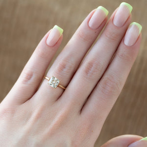 The Lexie Set  With A 2.5 Carat Cushion 18K Yellow Gold Moissanite