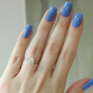 The Lexie Set With A 1.5 Carat E. Cushion 14K White Gold Lab Diamond