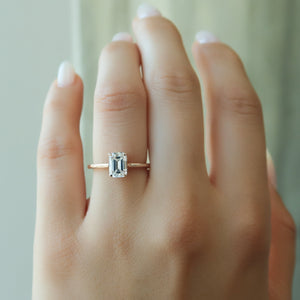 The Lexie Set  With A 2.5 Carat Emerald 14K Rose Gold Moissanite