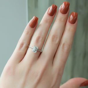 The Lexie Set  With A 2.5 Carat Emerald 14K White Gold Moissanite