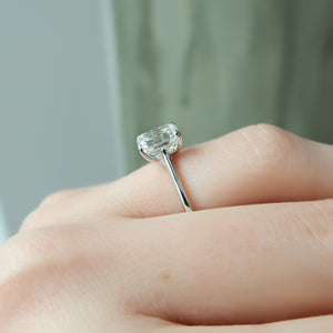 The Lexie Set  With A 2.5 Carat Emerald 14K White Gold Moissanite