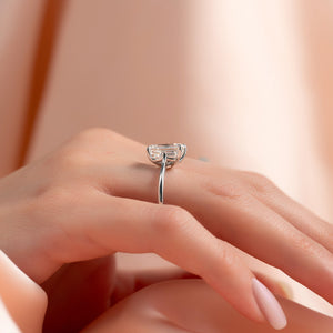 The Lexie Set  With A 2.5 Carat Emerald 14K White Gold Moissanite