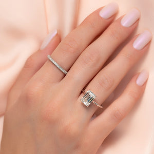 The Lexie Set  With A 2.5 Carat Emerald 14K White Gold Moissanite
