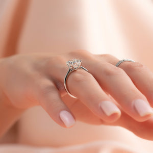 The Lexie Set  With A 2.5 Carat Emerald 14K White Gold Moissanite