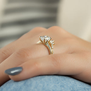 The Lexie Set  With A 2.5 Carat Emerald 14K Yellow Gold Moissanite