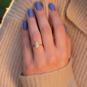 The Lexie Set  With A 2.5 Carat Emerald 14K Yellow Gold Moissanite